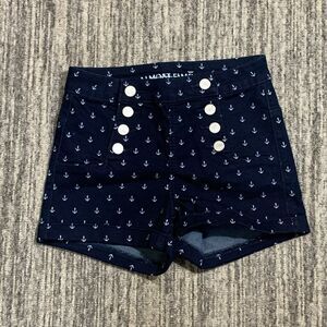 Almost Famous Women's Size 0 Navy Blue Nautical Pattern Button Fly‎ Shorts
